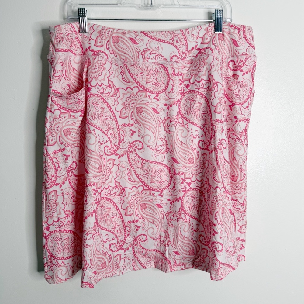 NWT Fulbelle Pink White‎ Paisley Print Skort With Pockets 2XL Activewear Golf
